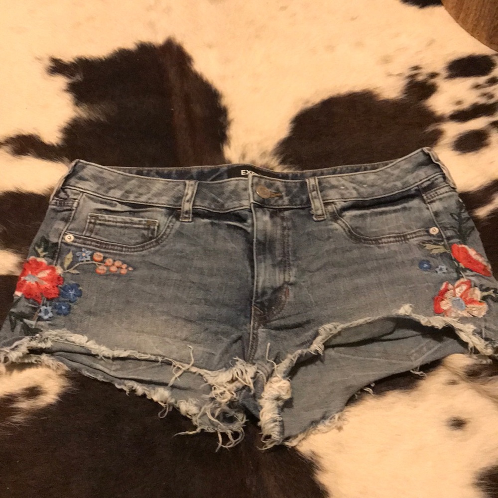 Express Embroidered Denim Shorts 10